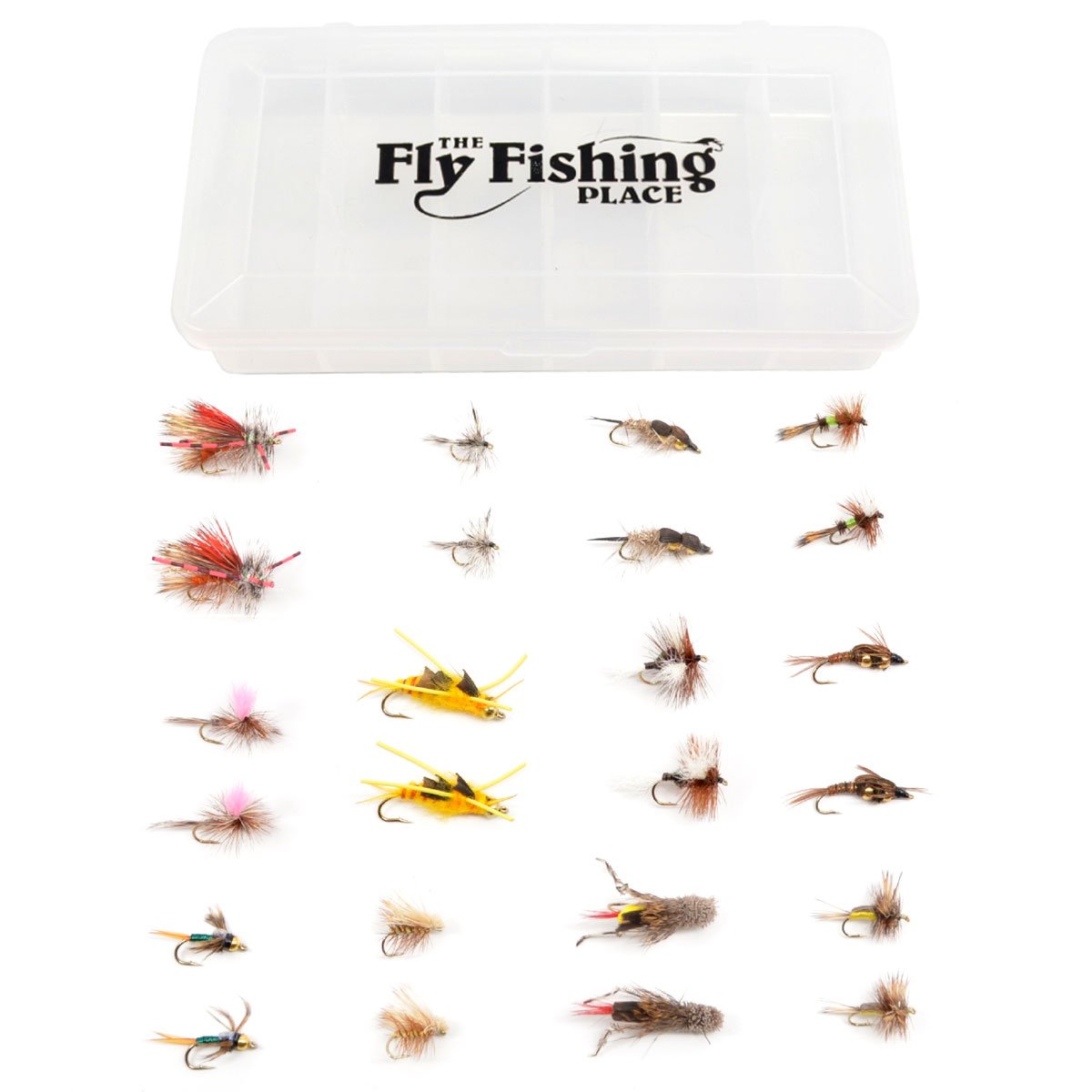 

Western Trout Fly Assortment - Essential Dry and Nymph Fly Fishing Flies Collection - 2 Dozen Trout Flies with Fly Box