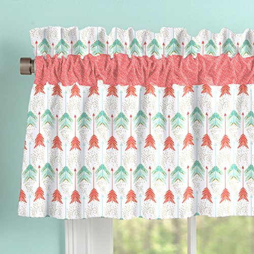 Carousel Designs Coral and Teal Arrow Window Valance Rod Pocket