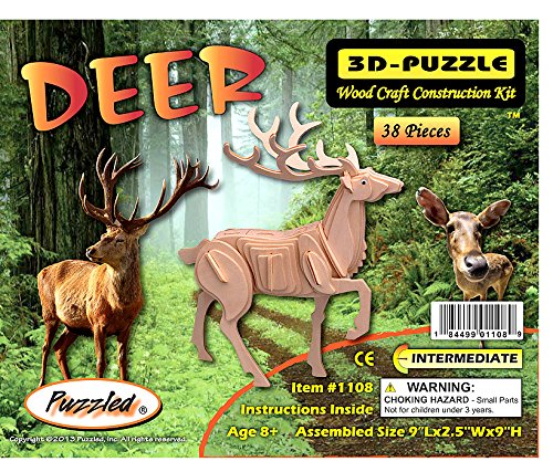 3-D Wooden Puzzle - Plum-Blossom Deer -Affordable Gift for your Little One! Item #DCHI-WPZ-M031