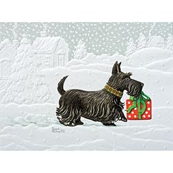 Scottish Terrier with Present Boxed Christmas Cards