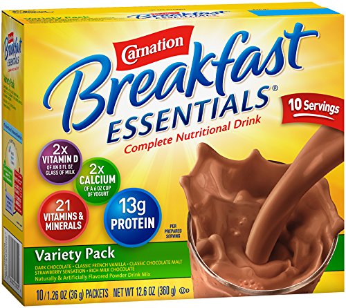 Carnation Breakfast Essentials, Variety Pack Powder, 10- 1.26 Ounce Envelopes (Pack of 6)