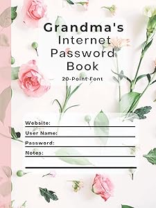 Grandma's Internet Password Book - Hard Cover, Large Print, Bold Lines: 8.5 x 11" by Maximizing Vision