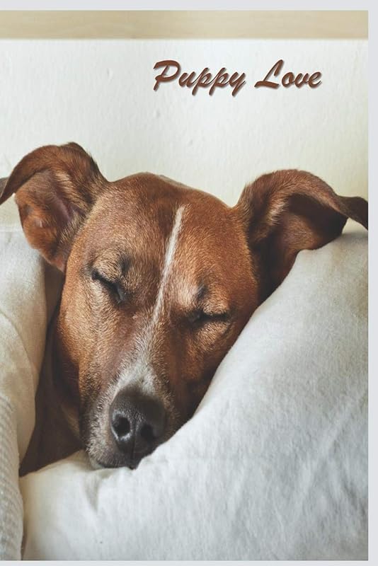 Puppy Love: 124 Page Softcover, Has Both Lined and Blank Pages with a Dog Border, College Rule Composition (6” x 9 “) Sleeping Alone by Purple Phoenix Publishing