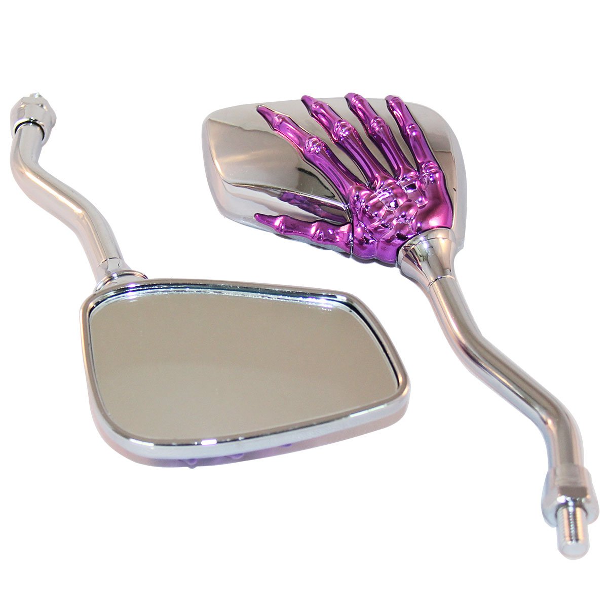 

CHROME 3D PURPLE SKULL HAND SKELLINGTON REARVIEW MOTORCYCLE MIRRORS FOR 2010 Victory Vision 8Ball
