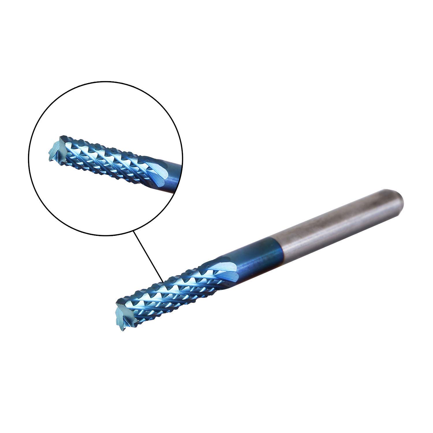 LUNYEE 10Pcs Nano Blue Coat End Mill CNC Router Bits, 0.8-3mm,1.5-3.175mm,1/8" Shank