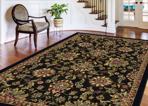 

Universal Rugs 4593 Laguna Round Transitional Area Rug, 5-Feet 3-Inch, Charcoal