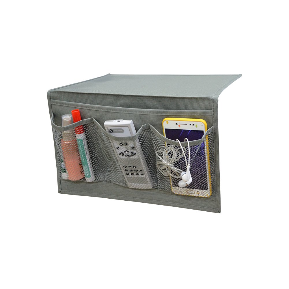 ZKOO Bedside Storage Organizer, Table cabinet Storage Organizer for tablet Magazine Phone Remotes, bed caddy organizer (Grey)