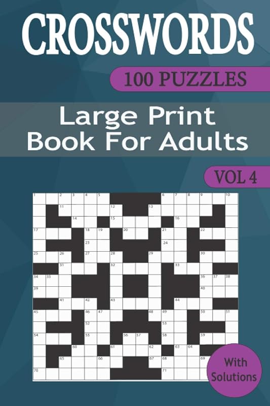 Crosswords Puzzles Books for Adults (Vol 4): Crosswords Book with 100 Puzzles for Adults and Seniors Large Print Vol 4 (Pack set of 10 Crossword Large Print Puzzle Books for Adults) by tech plus