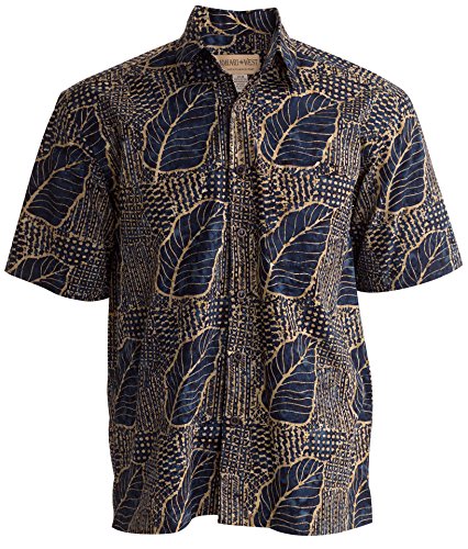 Royal Leaf Tropical Hawaiian Batik Short Sleeve Cotton Shirt By Johari West