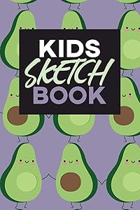 Kids Sketch Book: Kawaii Cute Avocado Vegan Food Pattern