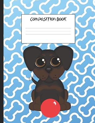 Composition Book: German Shepherd Sitting with Red Ball,200 Pages, College Ruled (7.44" x 9.69")