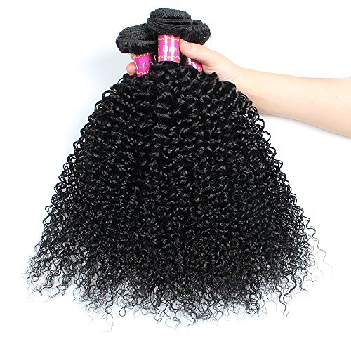 Allove Hair 6a 3bundles-pack Unprocessed Virgin Brazilian Kinkys Curly Hair Bundles Human Hair Extensions Weave 300g Natural Black
