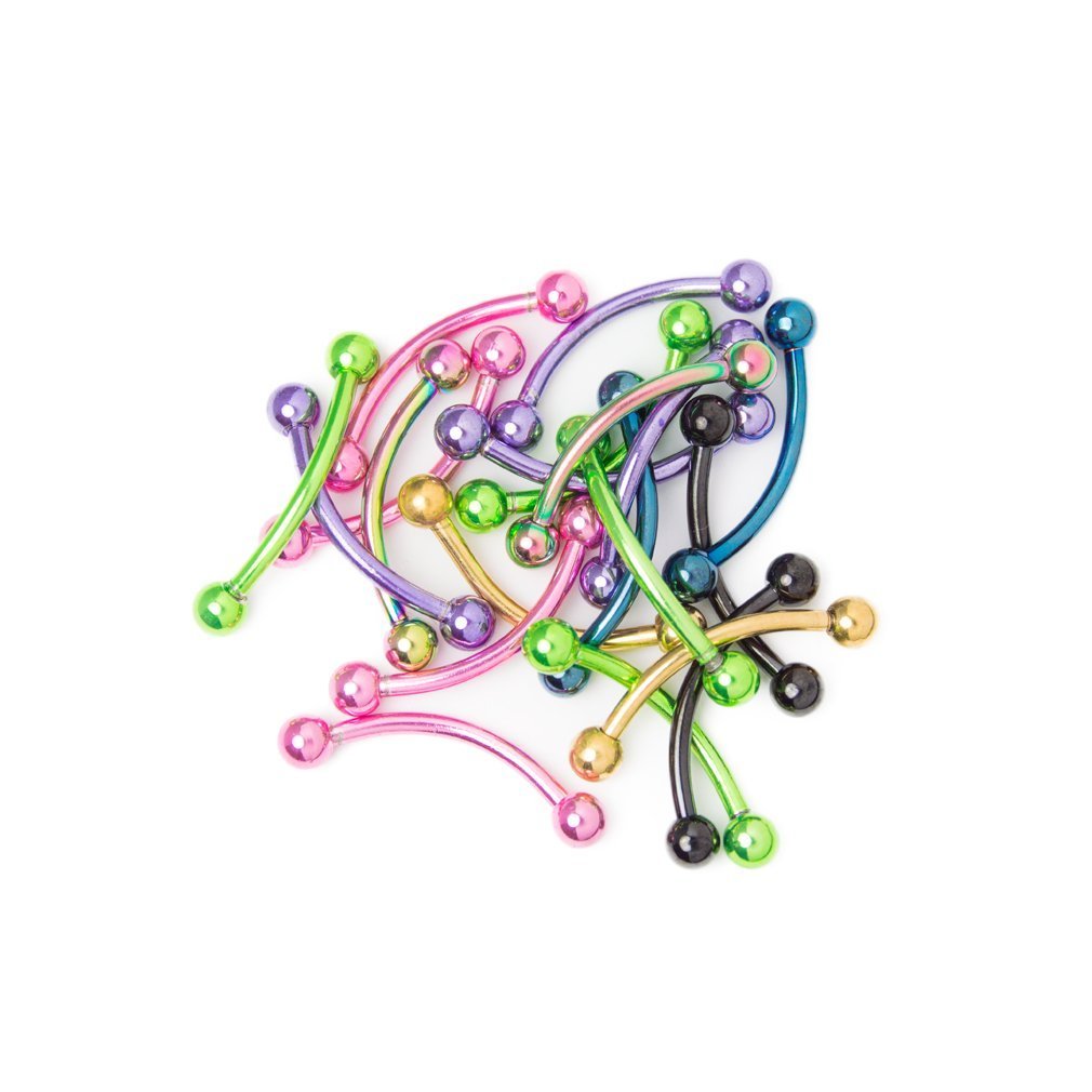 

Wholesale Lot 16 Gauge -1/2"(13mm) Anodized Curved Barbell 316l Surgical Steel Eg Gifts Sold As Pack of 20
