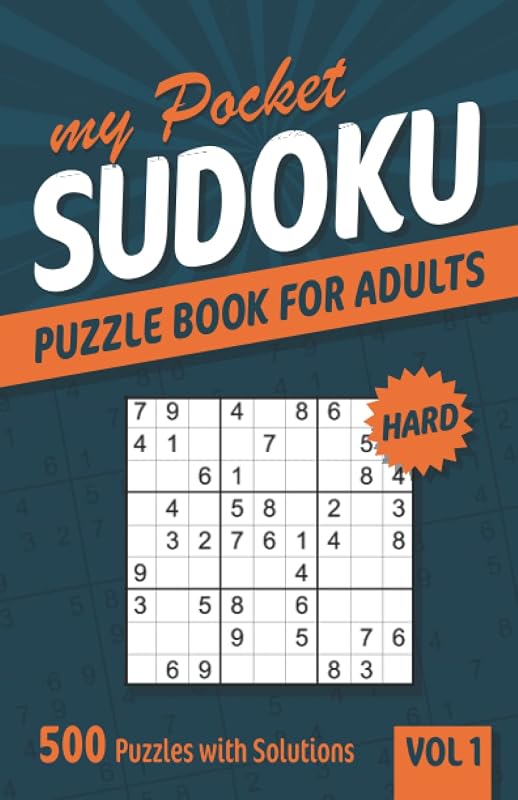 My Pocket Sudoku Puzzle Book for Adults: 500 Hard Sudoku Puzzles with Solutions - Vol. 1 by visupuzzle books