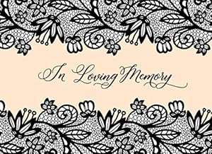 In Loving Memory: Black & Peach Lace Funeral Guest Book by Splendid Paper Co