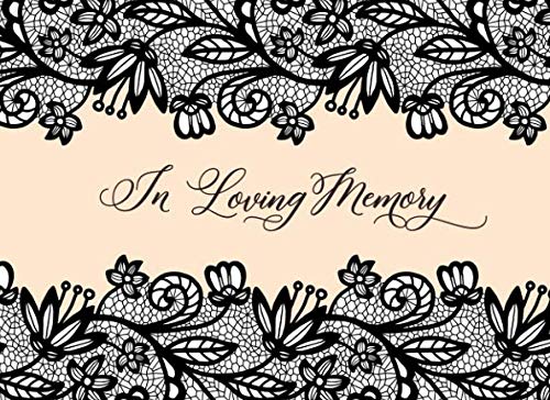 In Loving Memory: Black & Peach Lace Funeral Guest Book by Splendid Paper Co