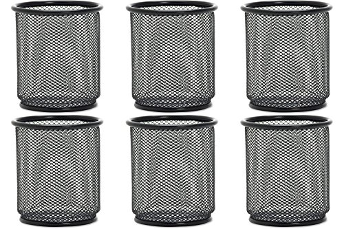 Lorell Black Mesh/Wire Pencil Cup Holder 3 3/4