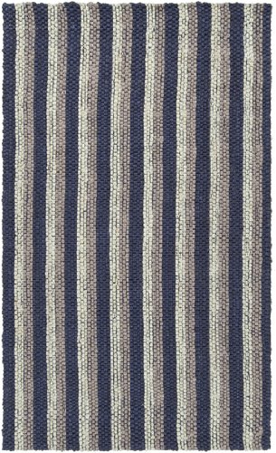 

5' x 8' Country Breeze Navy and Cream Hand Woven Jute Area Throw Rug