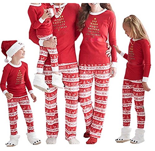 Norbi Parent-Child Family Christmas Elk Clothes Sleepwear Mom Dad Deer Striped Pajamas Set
