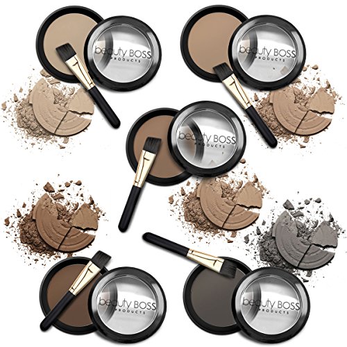 Professional Eyebrow Powder, Natural Water Resistant Brow Fill-in Make Up with Angled Brush, Rich Color Micro-fine Powder for Perfect Sculpted Eyebrows