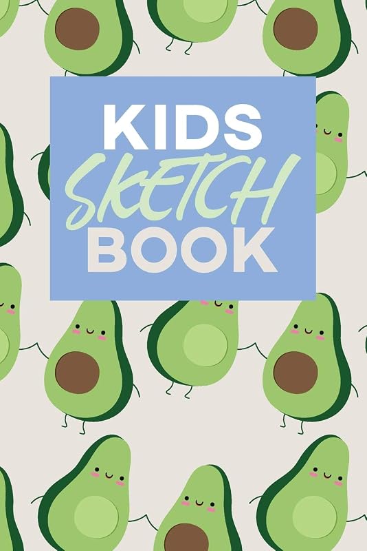 Kids Sketch Book: Kawaii Cute Avocado Vegan Food Pattern by Frasier Cheng-Binns