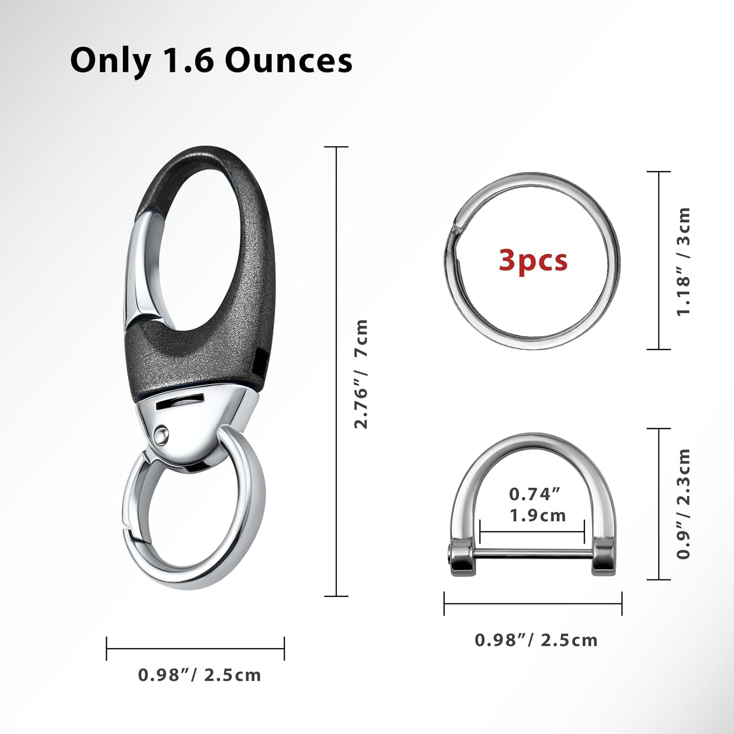 Porte-clés robuste avec mousqueton double à ouverture rapide, anneau en D, porte-clés de voiture pour ceinture_voghion.com