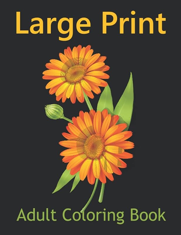 Large Print Adult Coloring Book: A Coloring Book For Adults With Flowers Illustrations For Stress Relief And Relaxation by Naim Book House