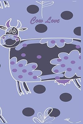 Cow Love: 124 Page Softcover, Has Lined and Blank Pages Both with a Cow Border, College Rule Composition (6” x 9 “) Boho Purple