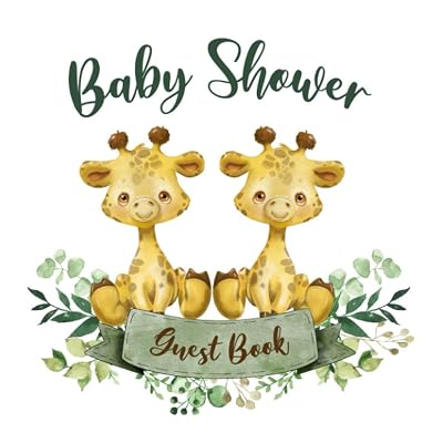 Baby Shower Guest Book: Baby Shower Guest Log Book - Create a Beautiful Keepsake With This Special Guest Book - Spaces for Photos, Guest Information, and Fun Prediction Section - Baby Giraffes Cover