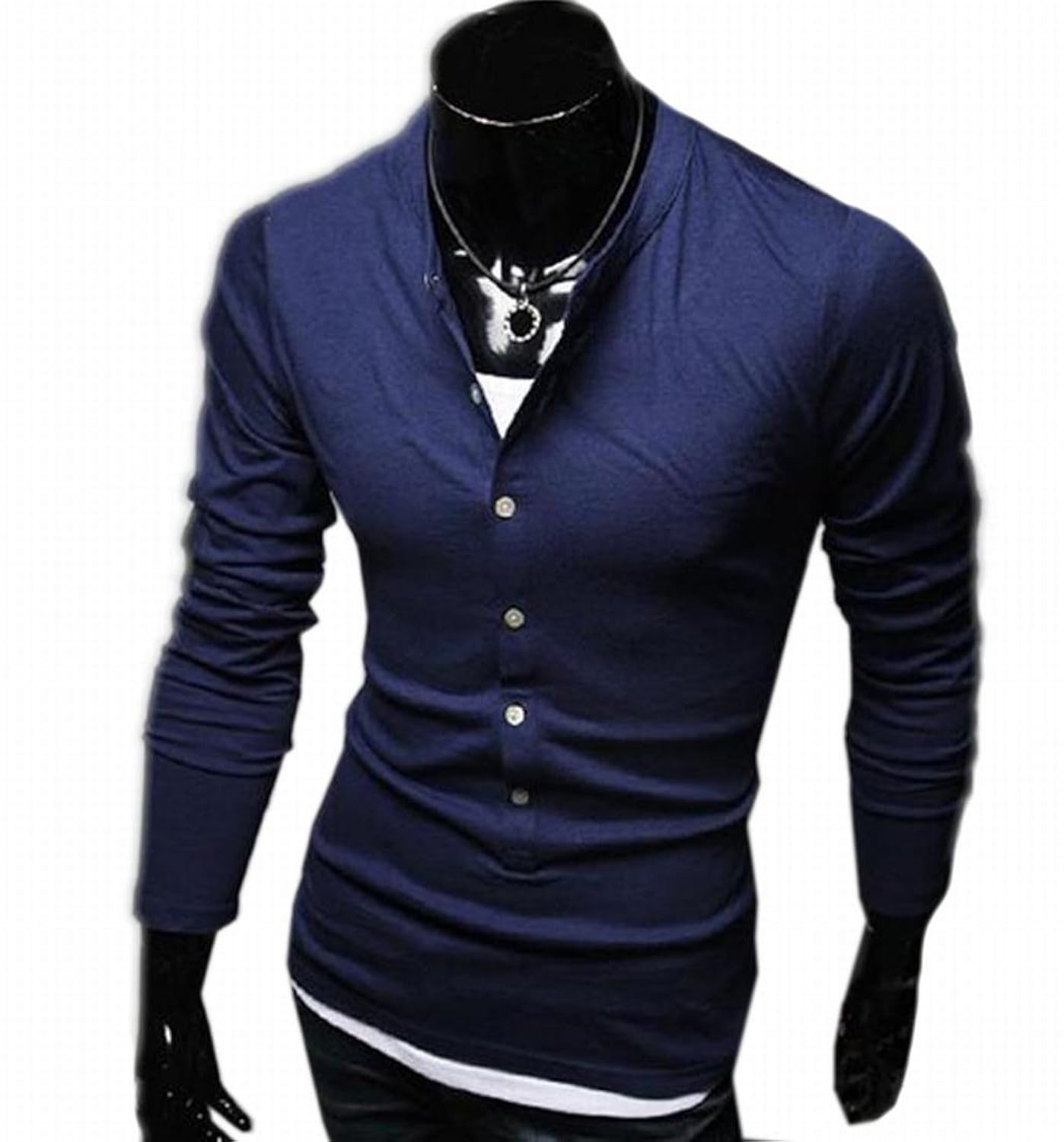 

TM Men's Stylish Solid Color Slim Fit Henry Shirt Tee Tops