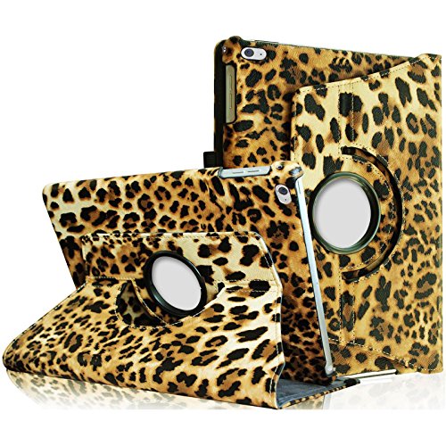 Fintie iPad Air 2 Case - 360 Degree Rotating Stand Case with Smart Cover Auto Sleep / Wake Feature for Apple iPad Air 2 (iPad 6) 2014 Model, Leopard Brown