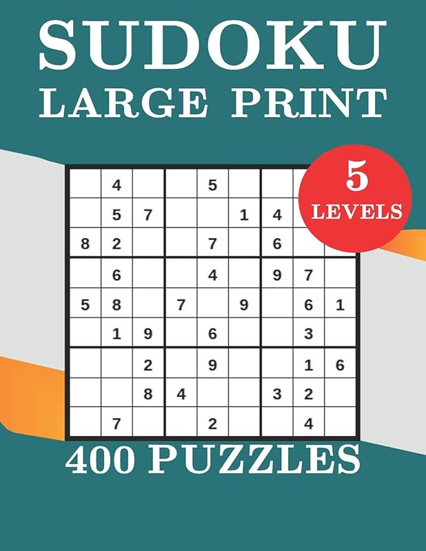 Sudoku Large Print 400 Puzzles 5 levels: two Puzzle Per Page - Easy, Medium, Hard, very hard and expert Large Print Puzzle Book For Adults (Puzzles & Games for Adults) by st&eacute; yosrprof