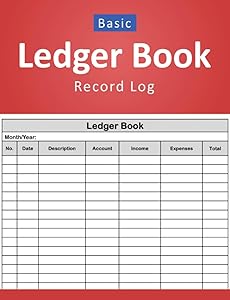 Ledger Book Rocord Log: Basic Record Income and Expenses Ledger for Bookkeeping - 110 Pages (7.44" x 9.69" Inches) by TJ Studio Basic