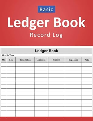 Ledger Book Rocord Log: Basic Record Income and Expenses Ledger for Bookkeeping - 110 Pages (7.44" x 9.69" Inches)