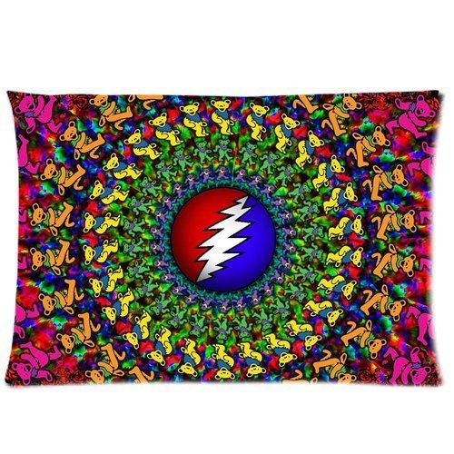 Colorful Grateful Dead 20X30 Two Sides Custom Cotton & Polyester Pillow Case Cover Cushion Cover Model: CHH-0346 (Build-to-Order)