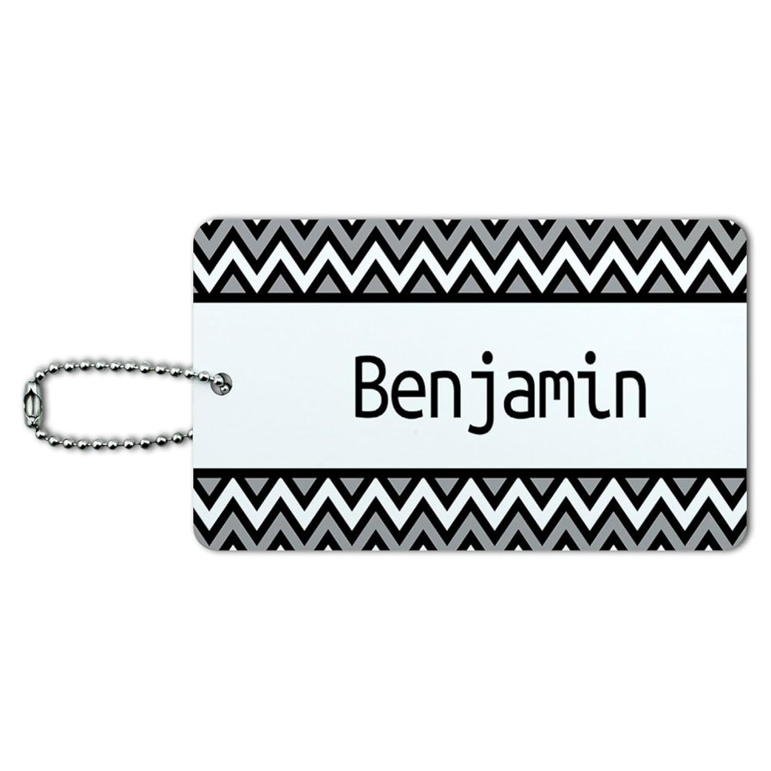 

Benjamin Black and Grey Chevrons ID Tag Luggage Card Suitcase Carry-On