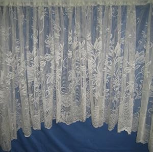 FLORAL CHAMPAGNE CREAM JARDINIERE NET CURTAIN 100"X36" (254CM WIDE X
