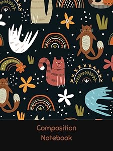 Composition Notebook: Boho Cats (8.5 X 11 - 200 Pages/100 Sheets - Wide Rule)
