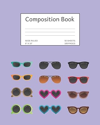 Composition Book: Sunglasses; wide ruled; 8" x 10"; 50 sheets/100 pages
