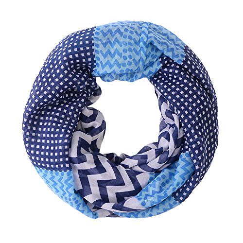 Pop Fashion Women's Multi Pattern Chevron Infinity Scarf with Square Dots