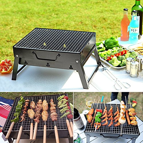 Charcoal BBQ Grill Folding Portable Stainless Steel Barbecue Grill for Outdoor Camping Cookouts (13.8
