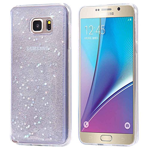 Samsung Galaxy Note 5 Case, FLOVEME [Back Series] Premium Ultra Thin Glitter Sparkle Stars Silicone Gel Rubber Slim Cover for Samsung Galaxy Note 5 - Silver