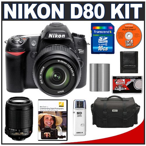 Nikon D80 10.2MP Digital SLR Camera with 1855mm & 55200mm DX VR Zoom