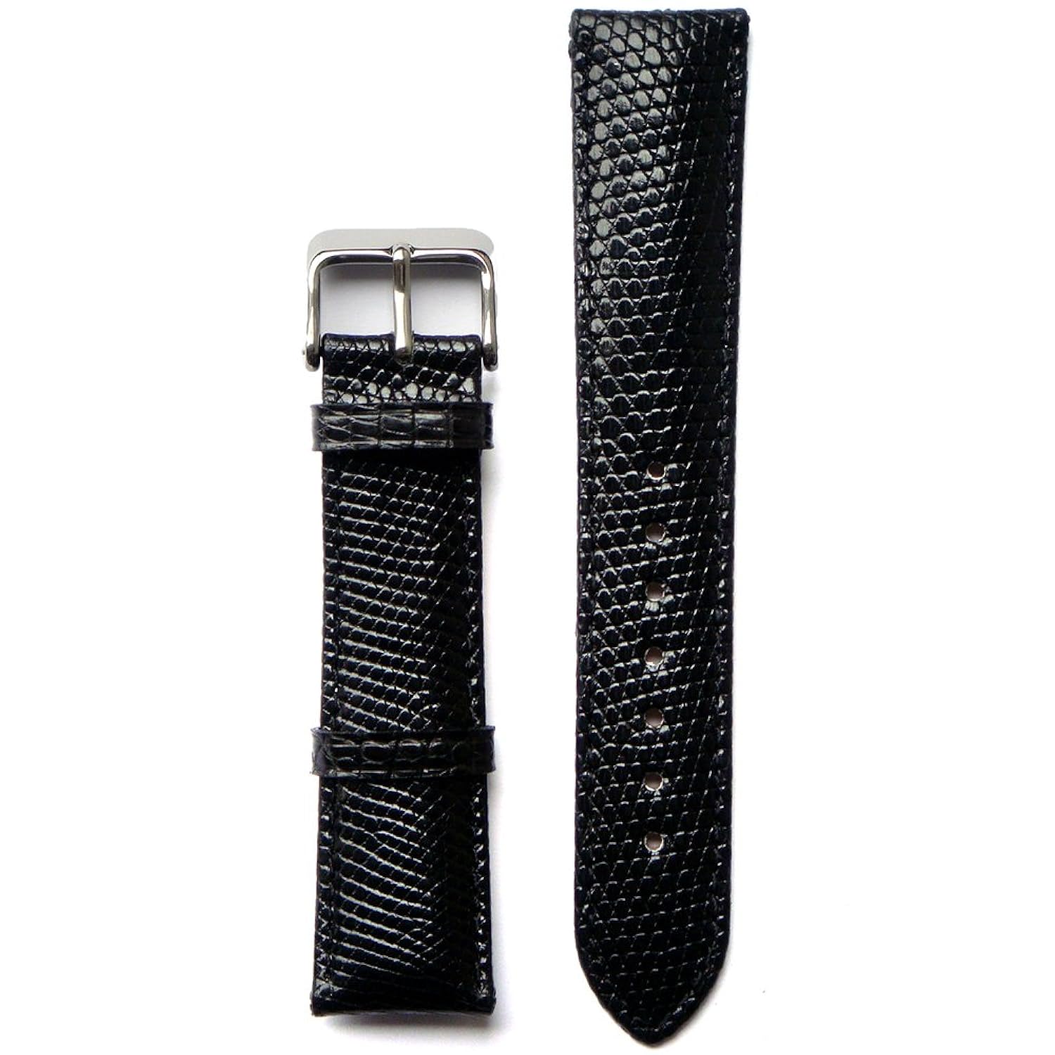 

Black 20 Millimeters Genuine Lizard Skin Watch Strap