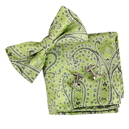 EBC1B13 Excellent Paisley Silk Pre-tied Bow Tie Cufflinks Hanky Set By Epoint