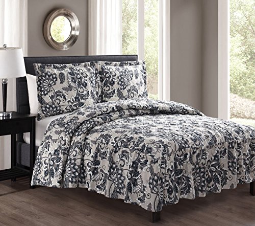 Algopix Similar Product 3 - Temperance Teal/Gray Bedspread Set King