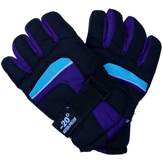 Aspen Supply Toddler & Kids Waterproof Winter Ski Gloves (Ages 4-7) (Purple)