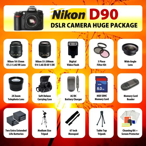 Nikon D90 SLR Digital Camera with 1855mm VR Lens and 55200mm VR Lens