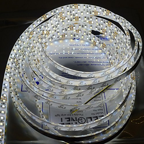 LEDENET 5M 600LEDs Warm white and Daylight Two Dual Color in one LED Tape Flexible 3528 LED Strip Lights 3000K-6500K Color Temperature adjustable 12V 16.4ft Tape Lamp for Kitchen Wall Window House Decoration (3528 600LEDs Strip Waterproof)