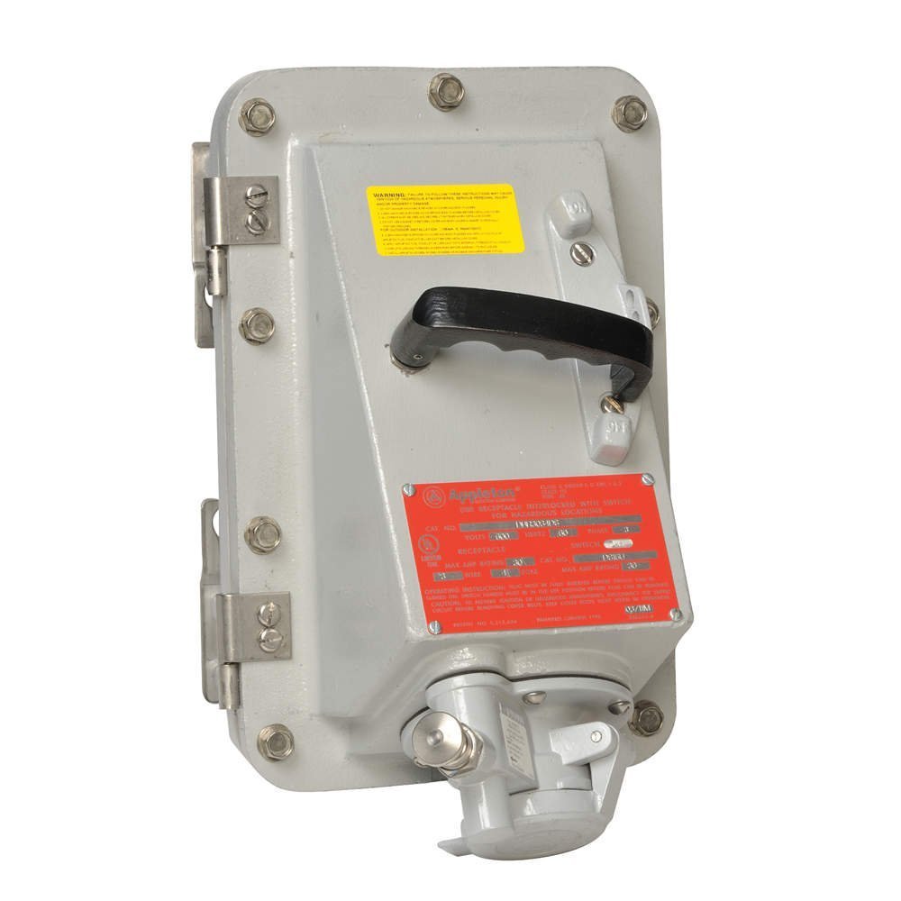

Appleton DBR3023EH20 Receptacle with 480V, 20 Amp EHD Breaker, 2 Wire, 3 Pole, 30 Amp